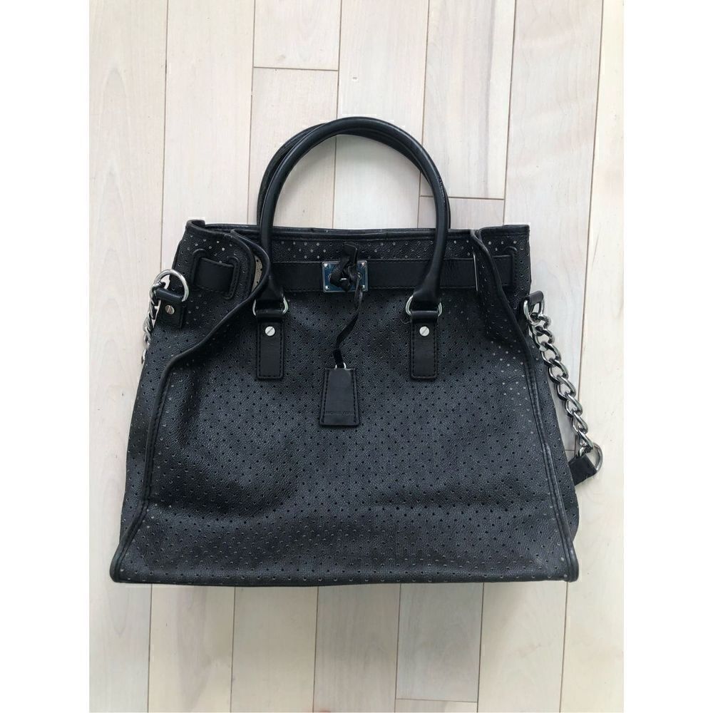 Michael Kors Women's Perforated Shoulder Handbag Black